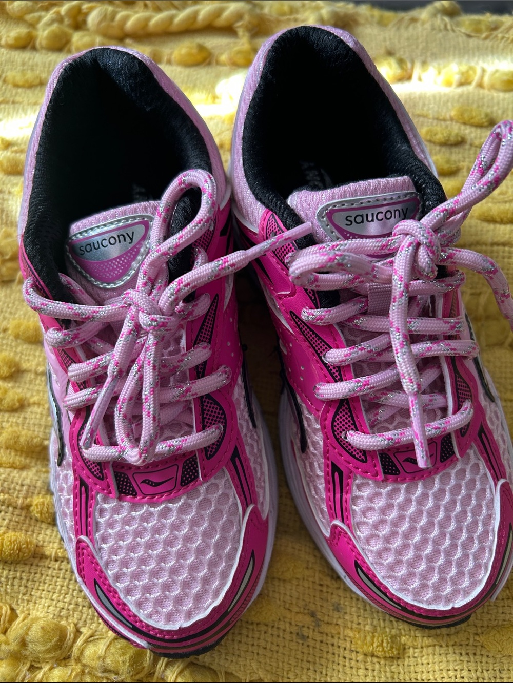 Saucony Kids Pink and White Athletic Sneakers